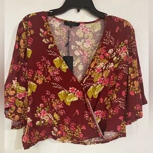 Rachel Roy crop top printed summer NWT size L